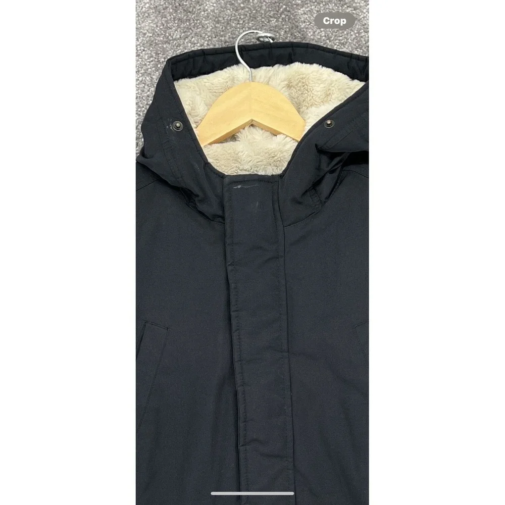 Abercrombie Kids Black Sherpa Lined Puffer Jacket Hooded Parka 11/12 Warm School